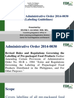 Overview of Administrative Order 2014-0030 (Labeling Guidelines)