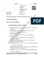 Name of The Student: Branch: Unit - I (Vector Calculus) Simple Problems On Vector Calculus