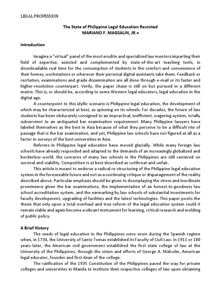 The State of Philippine Legal Education Revisited | PDF | Law School ...