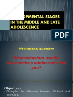 Developemental Stages in the Middle and Late Adolescence