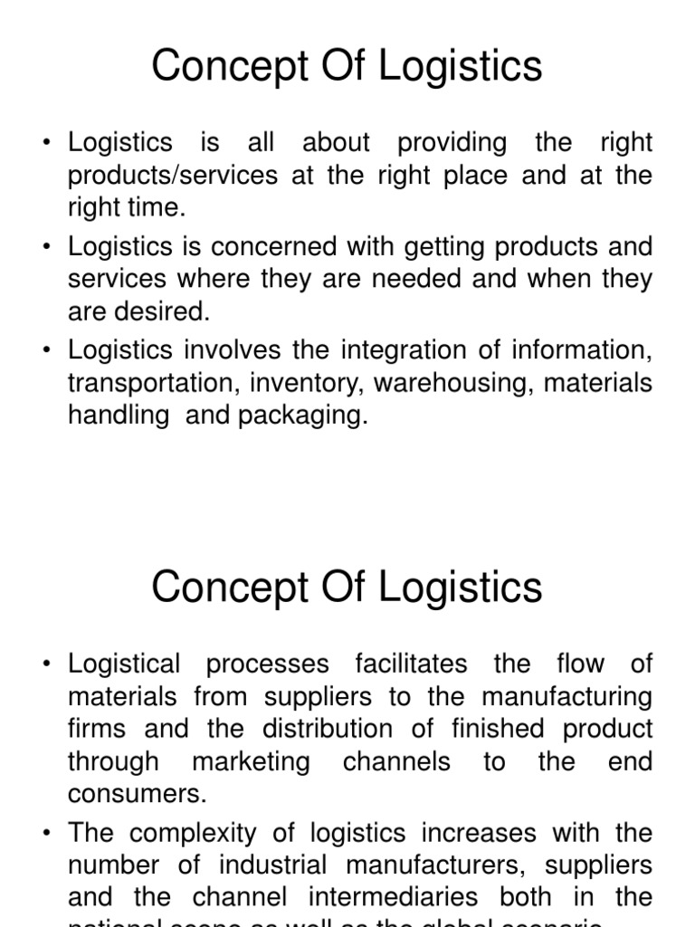 Concept of Logistics | PDF | Logistics | Inventory