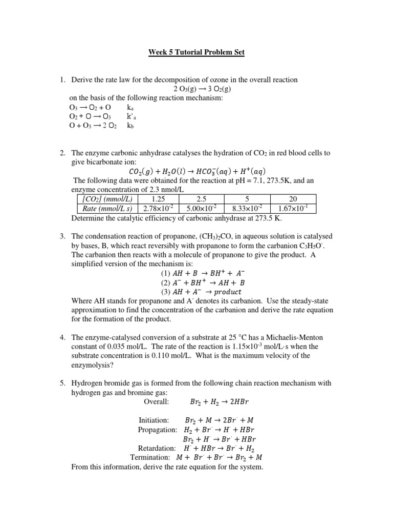 Chemical Kinetics Problem Set Solutions | PDF | Polymerization | Polymers