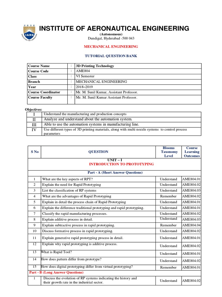 Additive Manufacturing Qs PDF 3 D Printing Economic Sectors