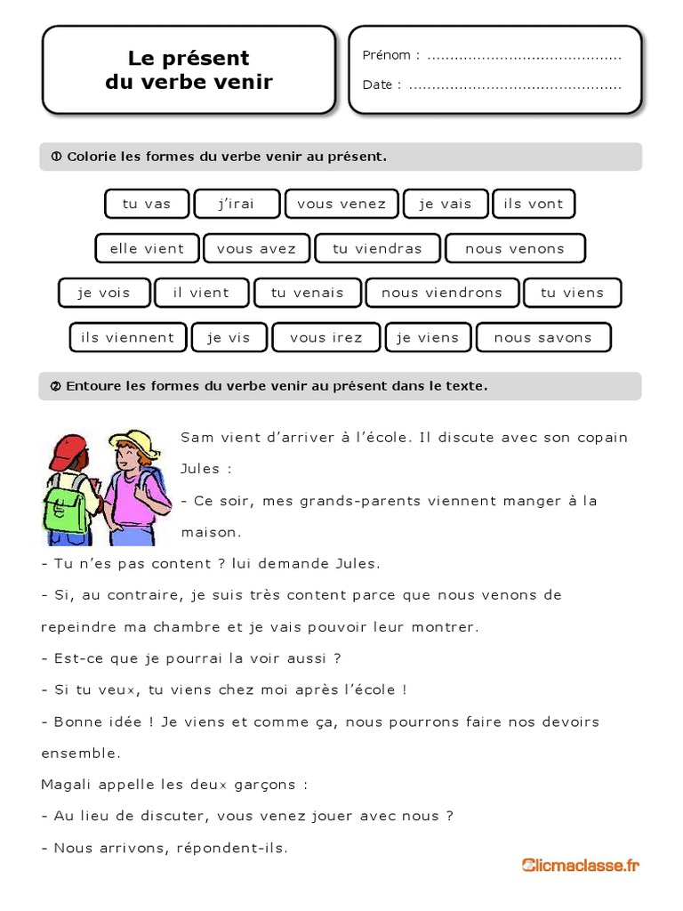 Verbe Venir Au Subjonctif Present present-verbe-venir exercices.pdf