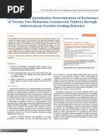 Qualitative and Quantitative Determination of Resistance of Twenty Two Malaysian Commercial Timbers Through Subterranean Termite Feeding Behavior