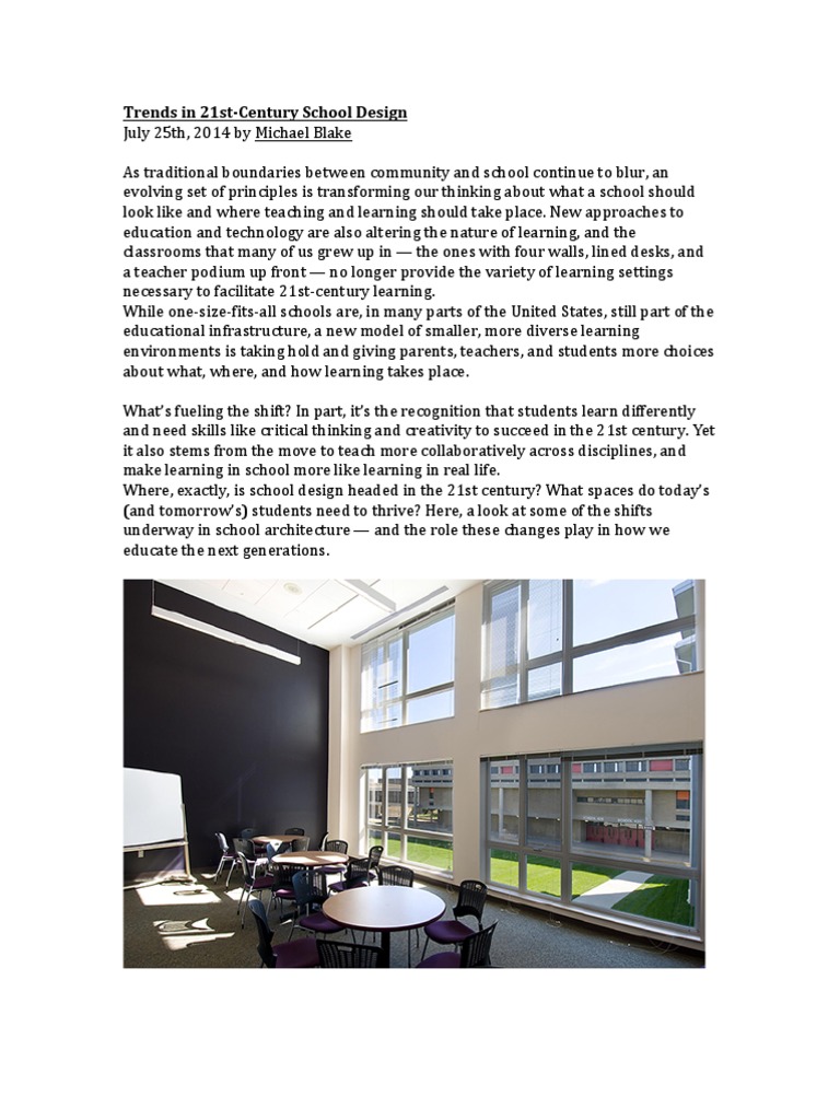 Trends in 21st Century School Design | PDF | Classroom | Teachers