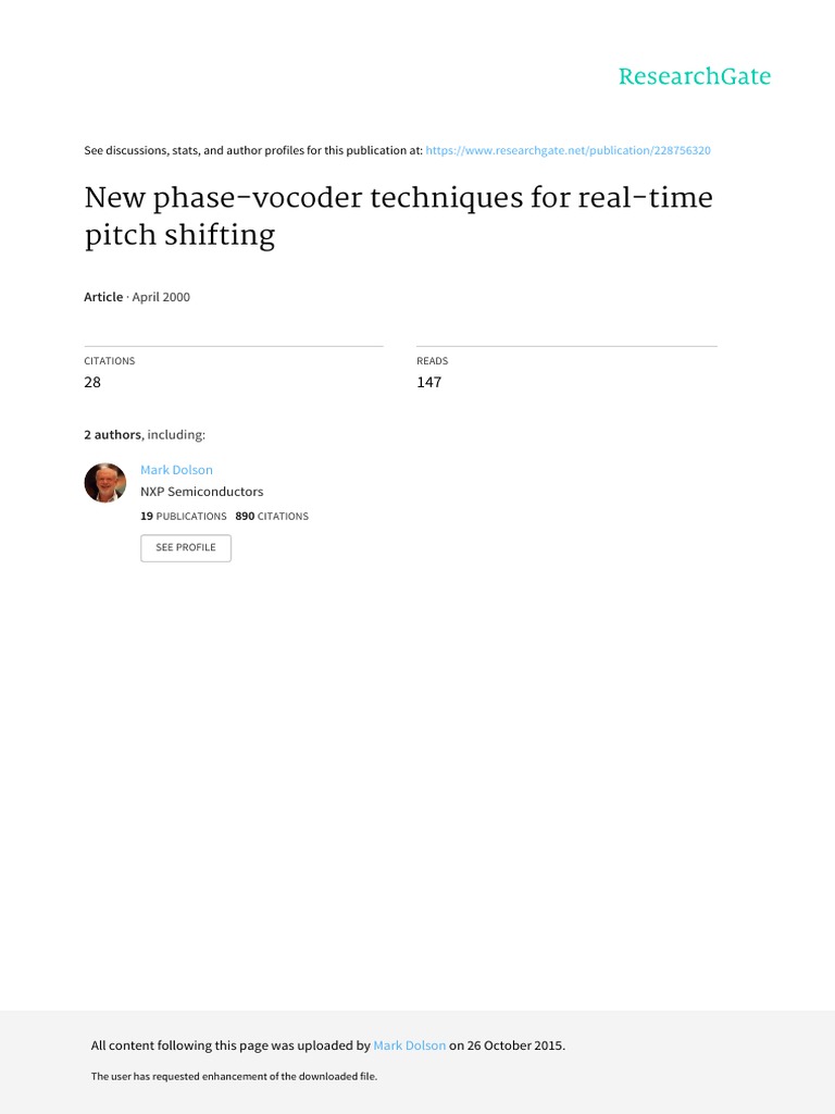 New Phase Vocoder Techs | PDF | Signal Processing | Telecommunications ...