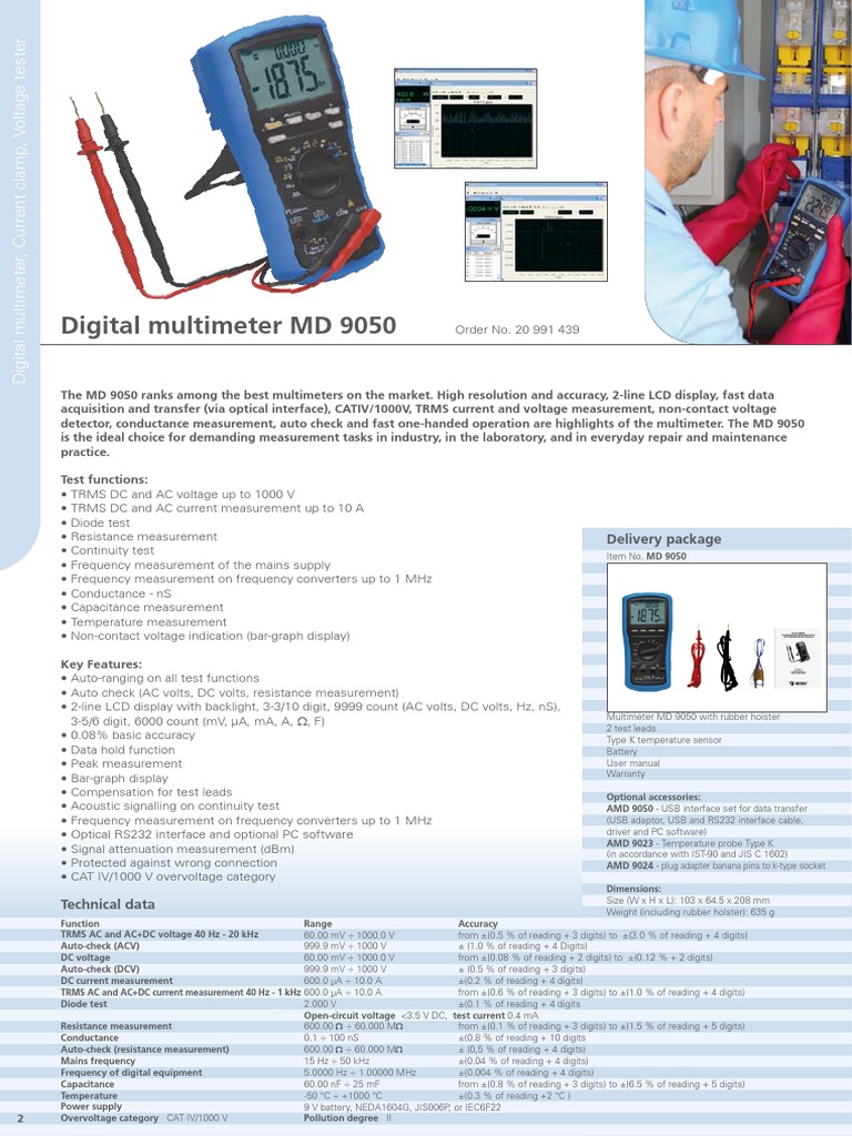 Digital Multimeter MD 9050: Delivery Package | PDF | Alternating ...