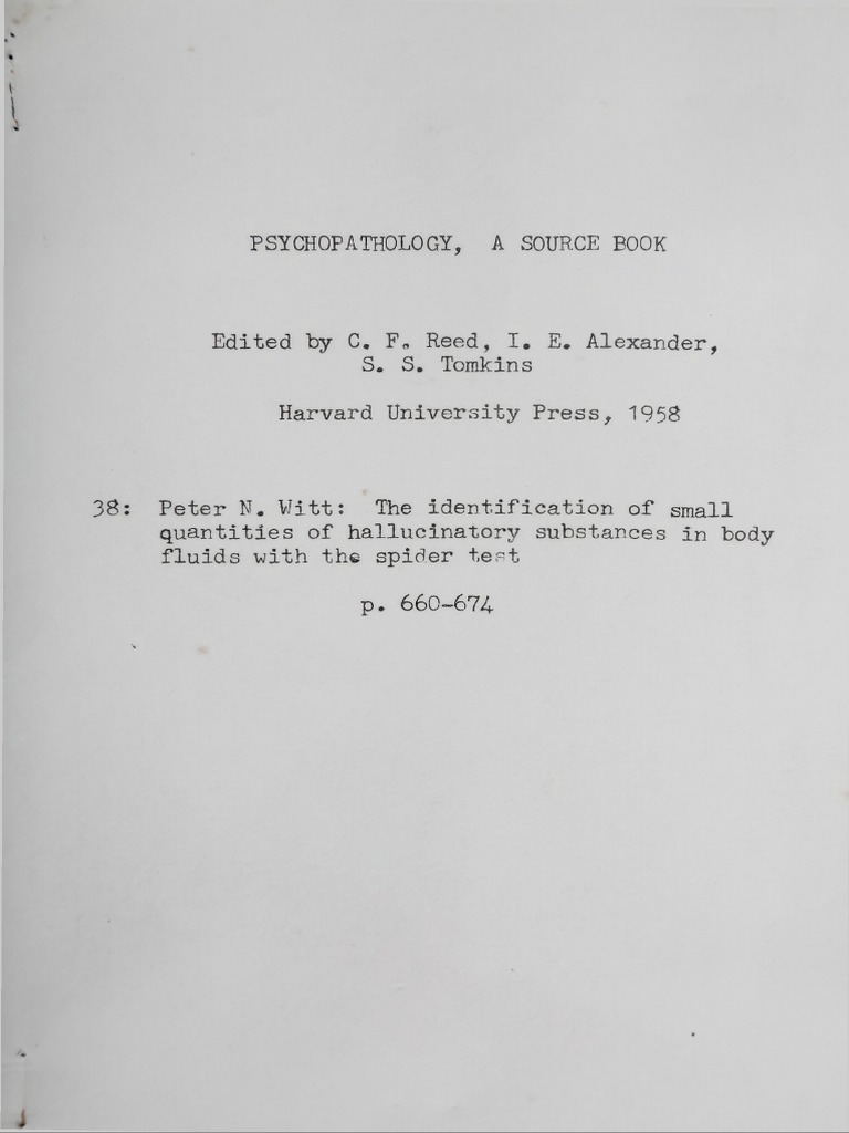 Witt 1958 - Spider Test | PDF | Hallucinogen | Spider