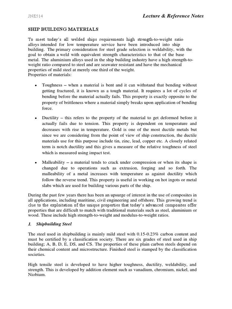 Ship Building Materials PDF Ductility Composite Material