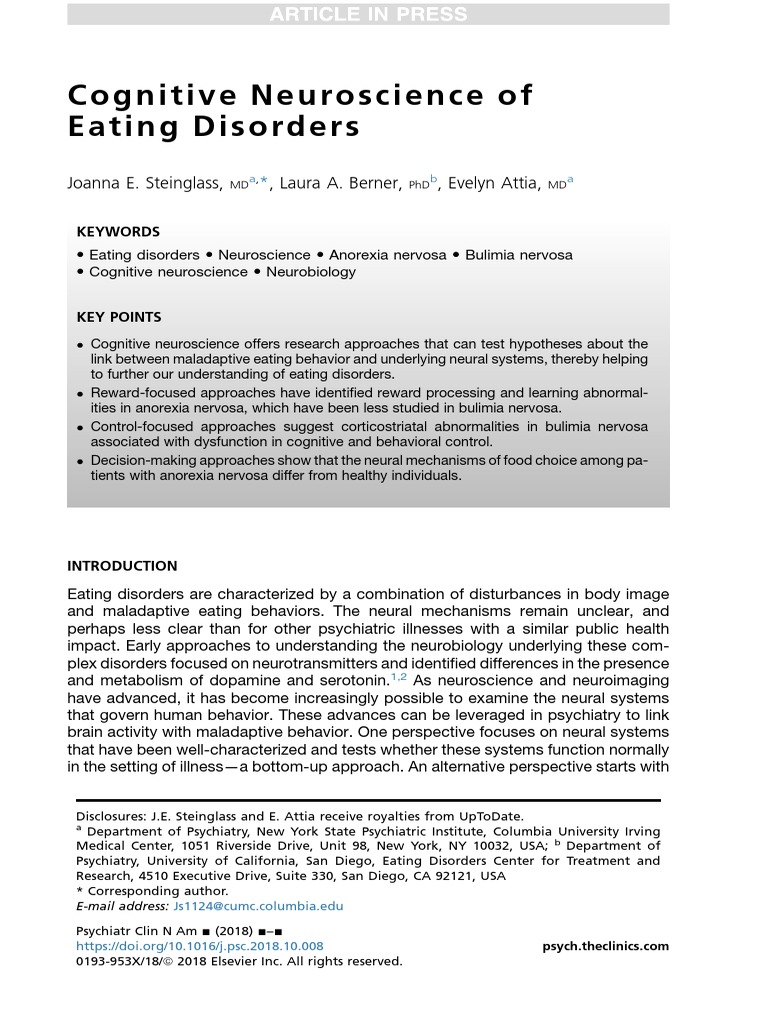 Neural Mechanisms of Eating Disorders | PDF | Reward System | Executive ...