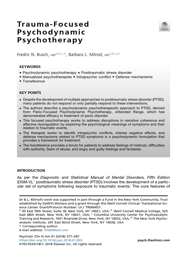Trauma-Focused Psychodynamic Therapy | PDF | Psychological Trauma ...