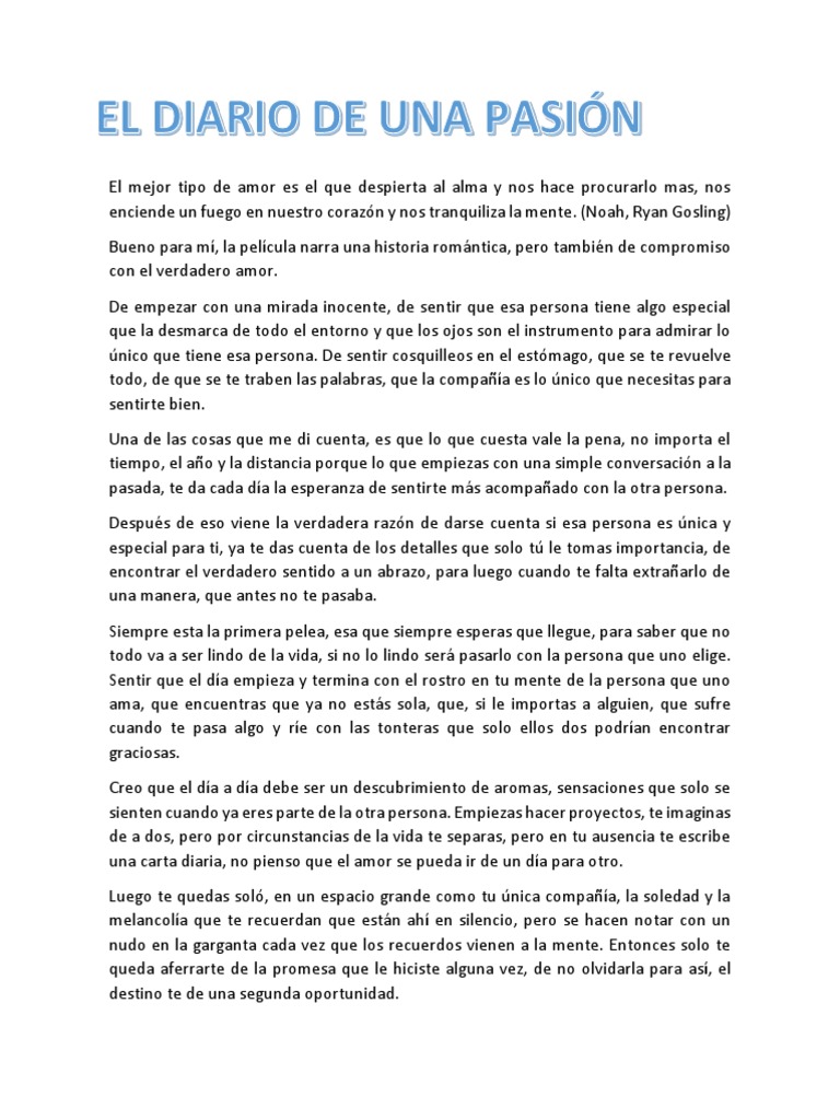 El Diario de Una Pasion | PDF | Amor
