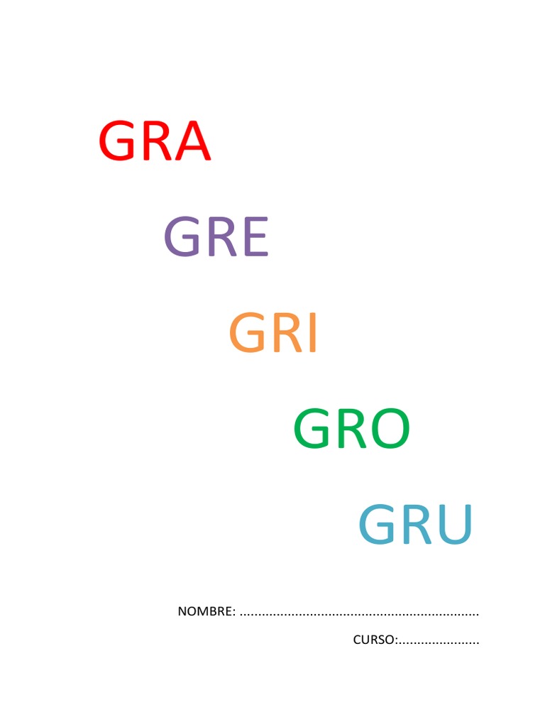 Actividades con sílabas gra, gre, gri, gro, gru | PDF
