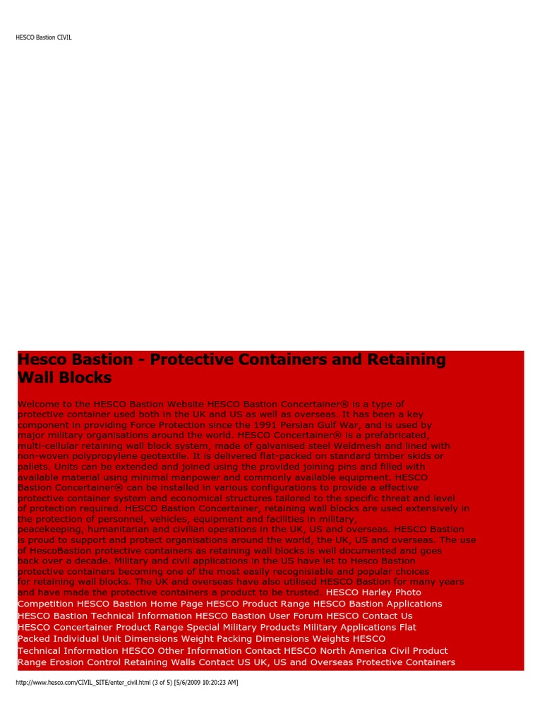 Hesco Bastion - Protective Containers and Retaining Wall Blocks | PDF ...