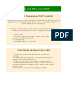 How To Use This Document: About The Training Activity Matrix