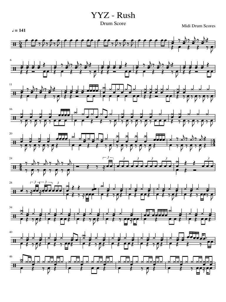 YYZ - Rush: Drum Score | PDF