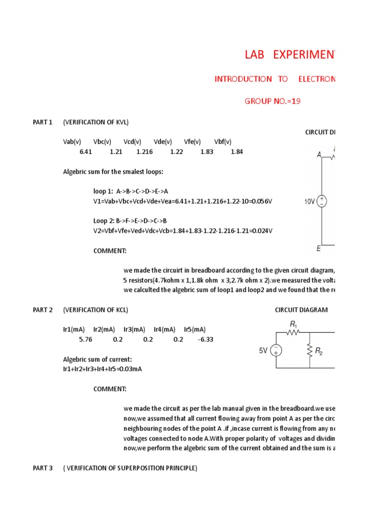 Lab Report 1 PDF Electrical Network Voltage