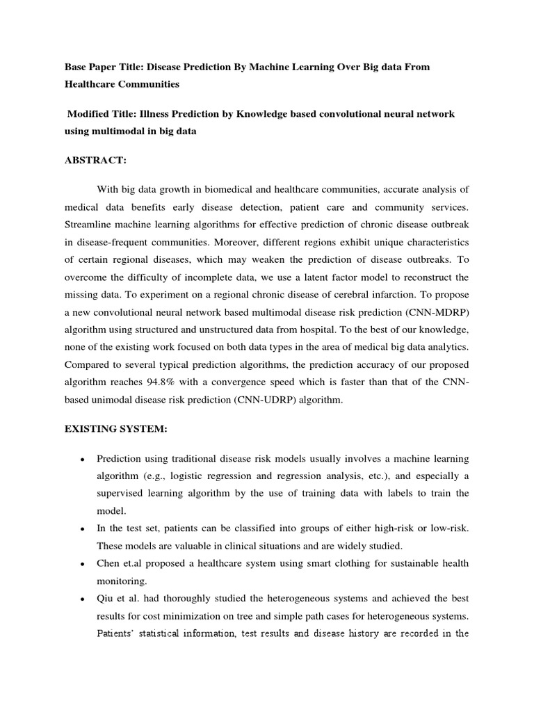 Multimodal Disease Prediction Using CNN | PDF | Machine Learning | Big Data