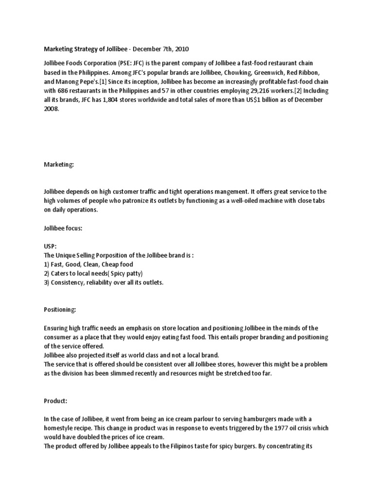 Mktg plan for jollibee essay 08 picture