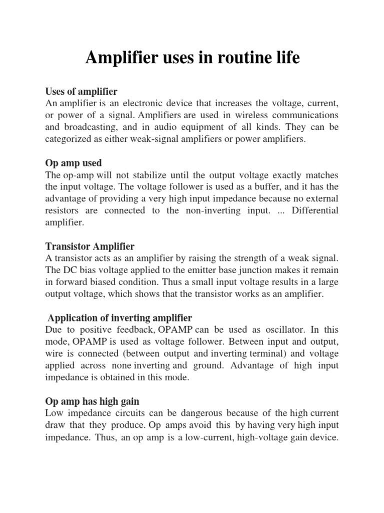 Amplifier and Oscillation PDF Amplifier Operational Amplifier