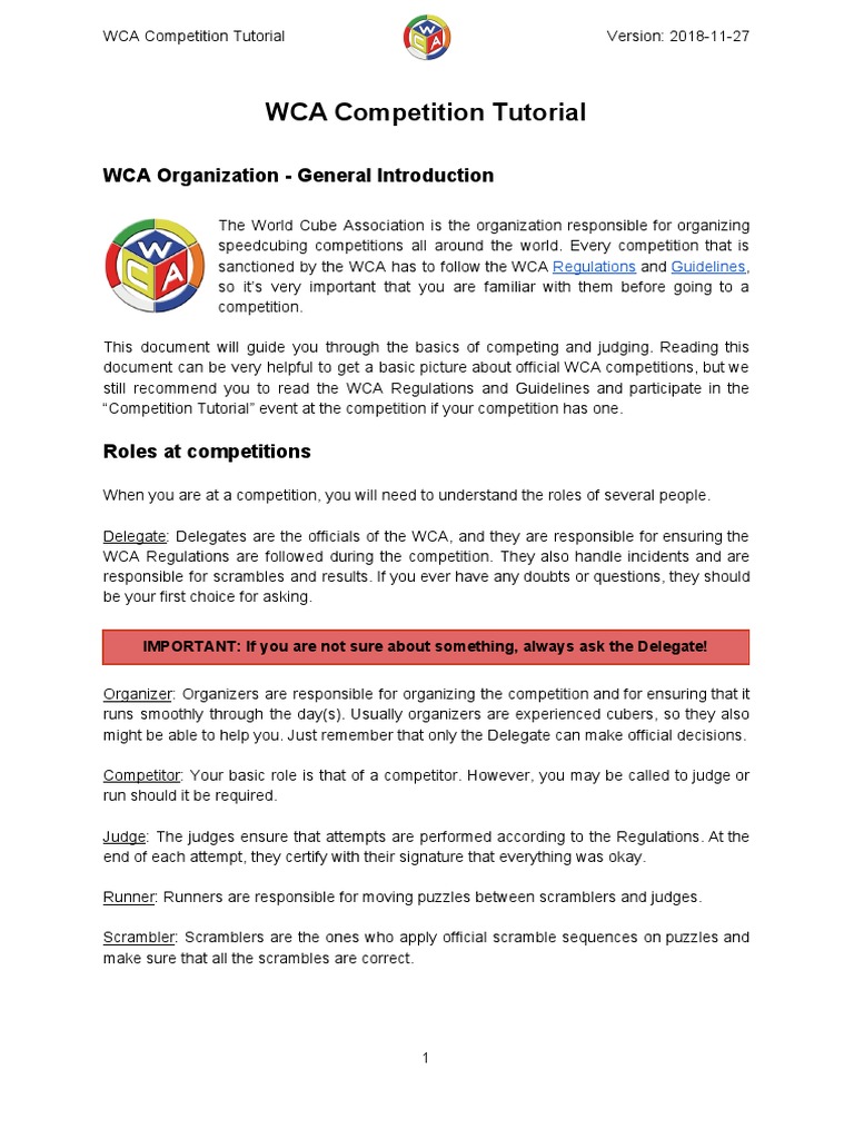 WCA Competition Tutorial | PDF