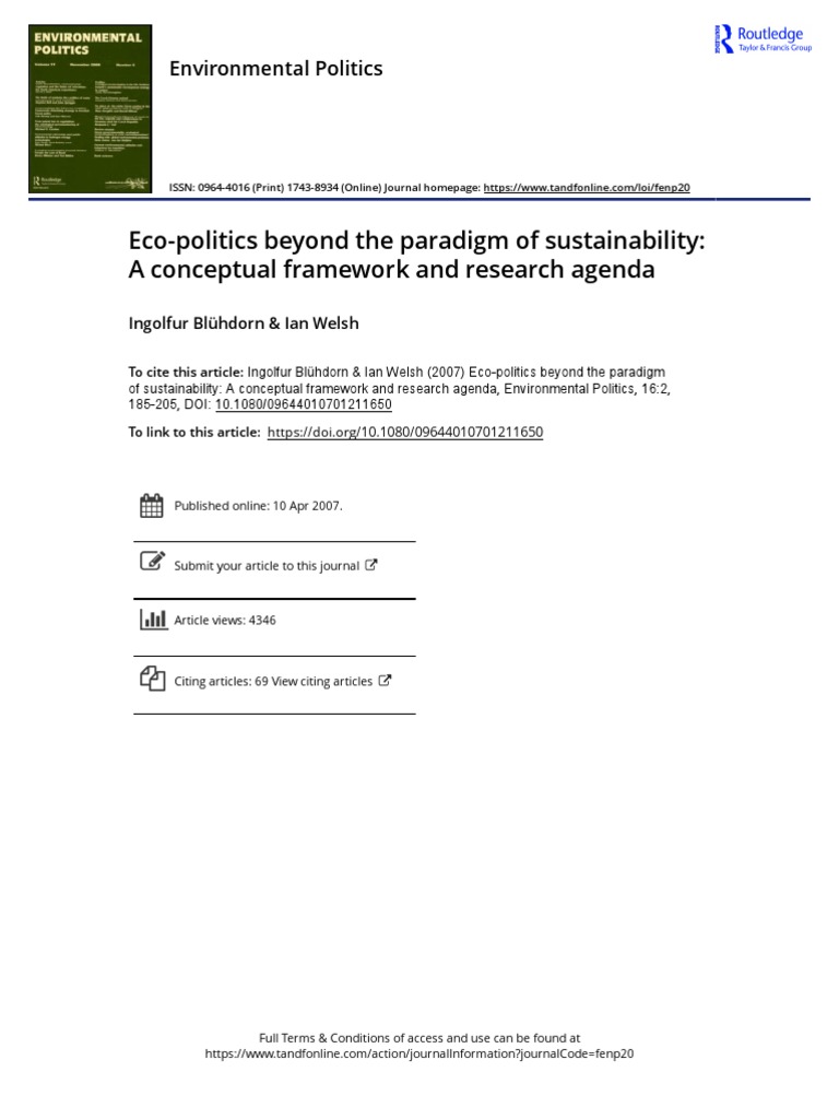Eco Politics Beyond The Paradigm of Sustainability A Conceptual ...