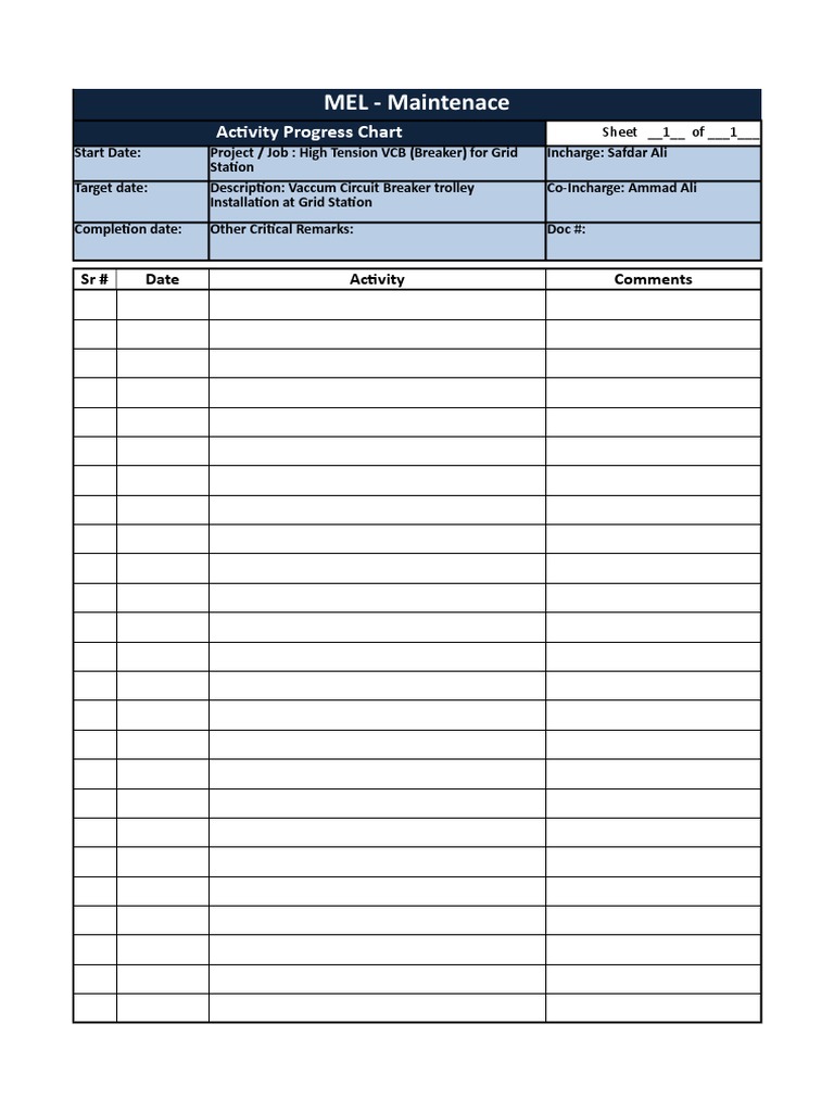 MEL - Maintenace: Activity Progress Chart | PDF | Business | Computers