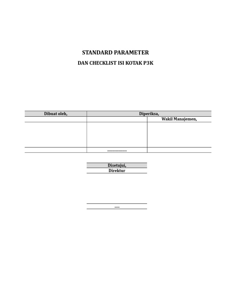 Checklist Isi Kotak P3K Tipe A | PDF