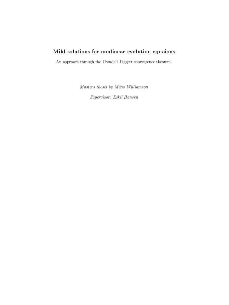 Mild Solutions for Nonlinear Equations | PDF | Mathematical Analysis ...