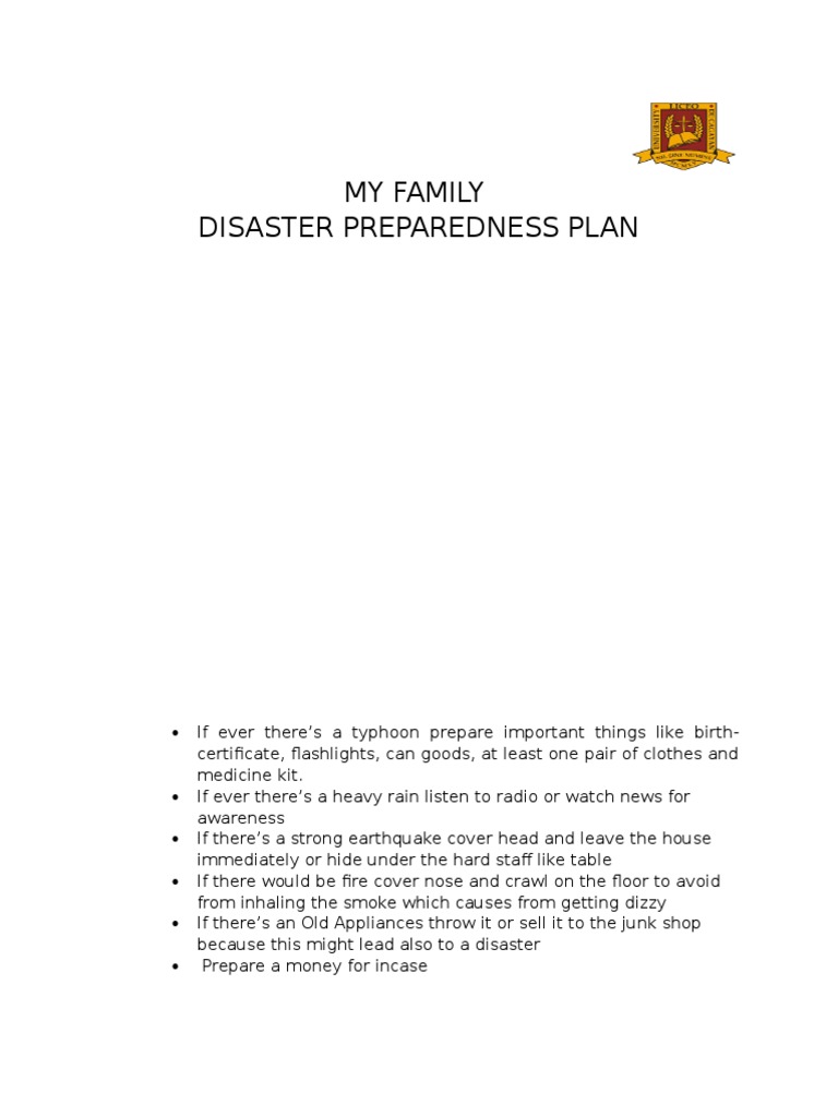 Family Disaster Preparedness Guide | PDF | Home & Garden