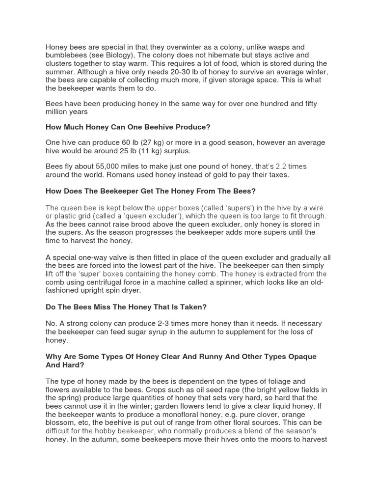 How Much Honey Can One Beehive Produce Pdf Honey Beehive