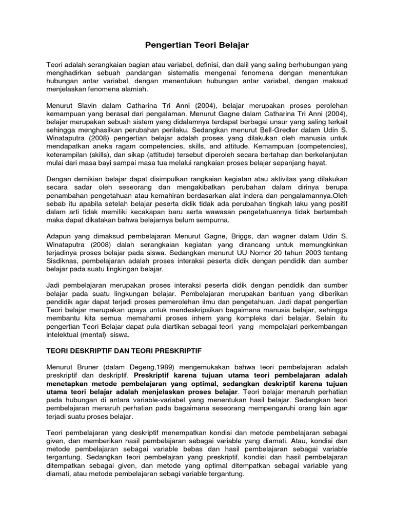 Teori Belajar Pdf