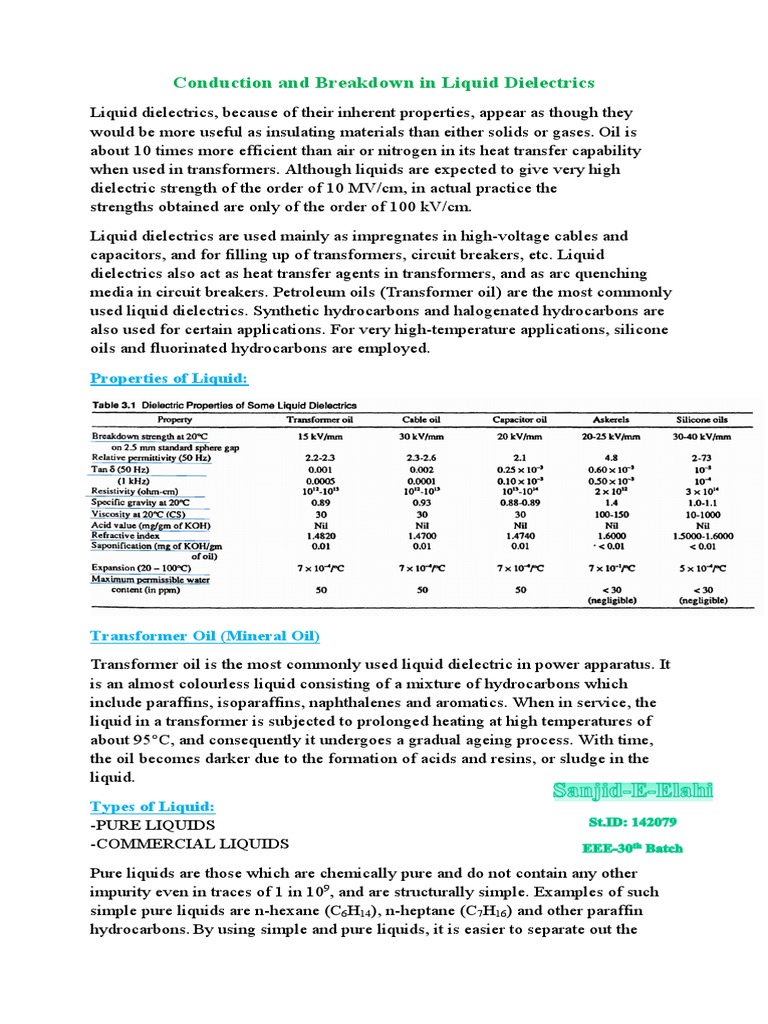 Breakdown Mechanisms in Liquid Dielectrics | PDF | Electrical Breakdown ...