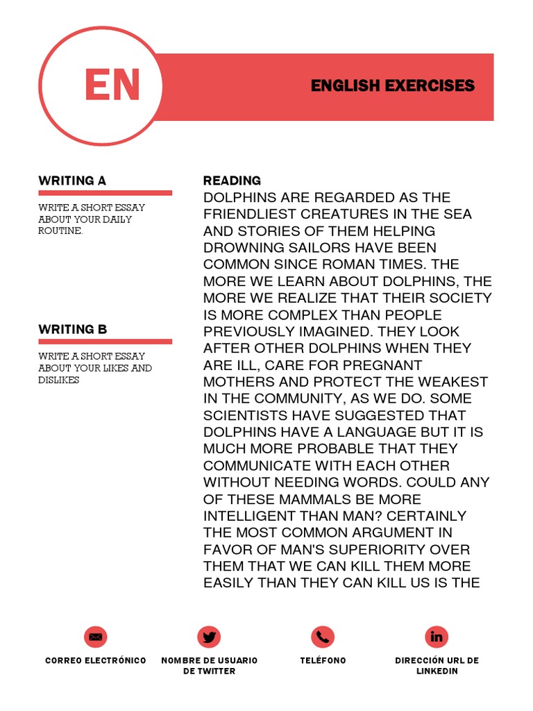 English Exercises: Write A Short Essay About Your Daily Routine | PDF ...