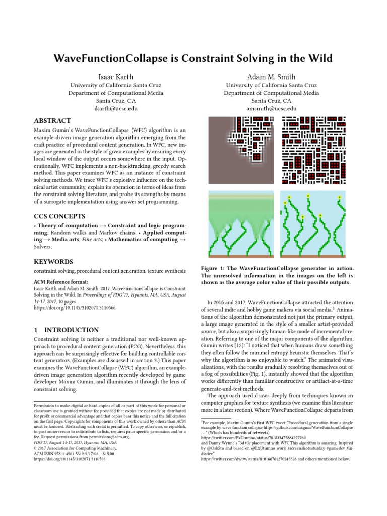 WFC Is Constraint Solving in The Wild | PDF | Theoretical Computer ...