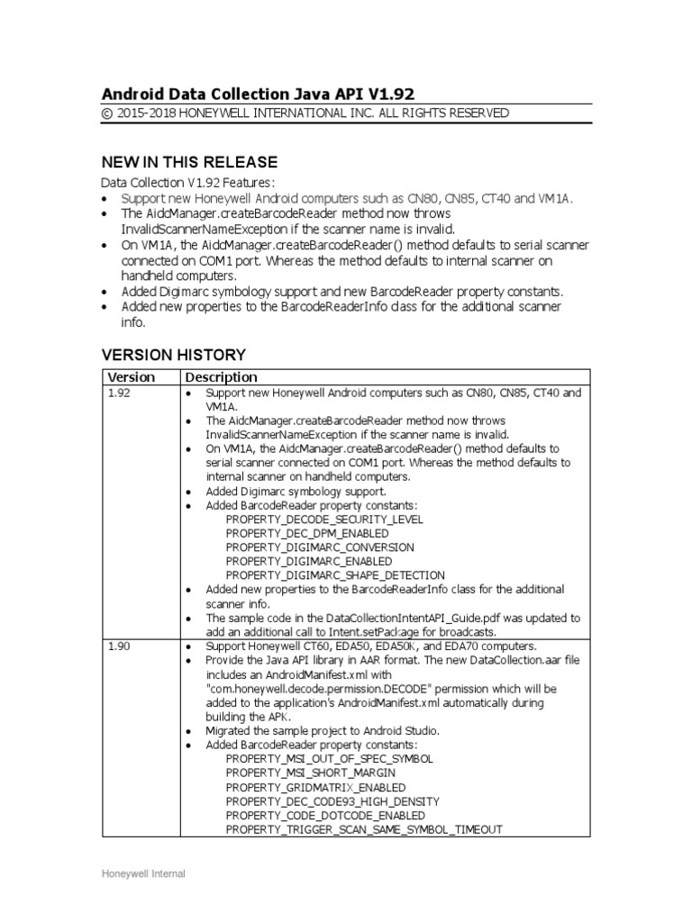 Data Collection Release Notes | PDF | Image Scanner | Android ...