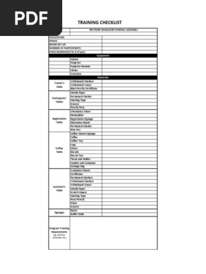 Training Checklist