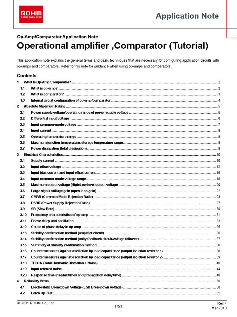 Opamp Comparator Tutorial AppliE PDF Operational Amplifier Amplifier