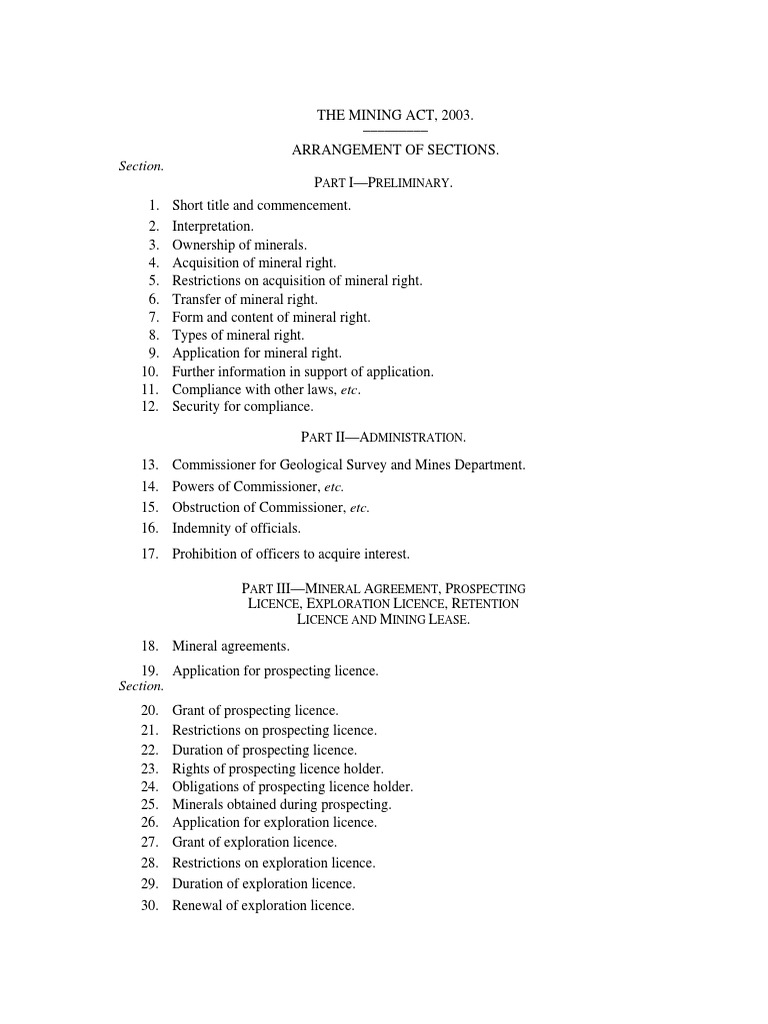 Mining Act 2003 | PDF | Mining | License
