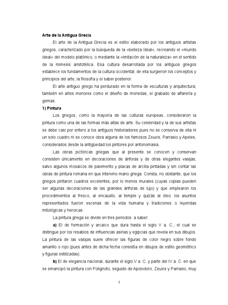 Arte y Escultura de la Antigua Grecia | PDF | Medios de arte | Antigua ...