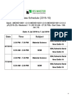 Class Schedule (2018-19) : Date Time Subject Venue