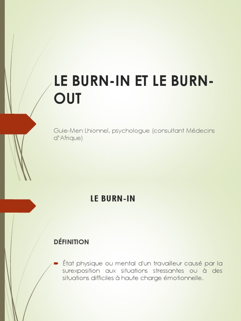 Comprendre le Burn-In et le Burn-Out | PDF | Syndrome d'épuisement ...