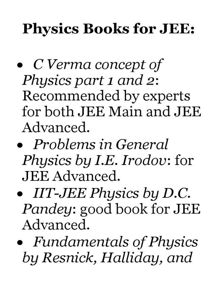 Essential JEE Preparation Books | PDF
