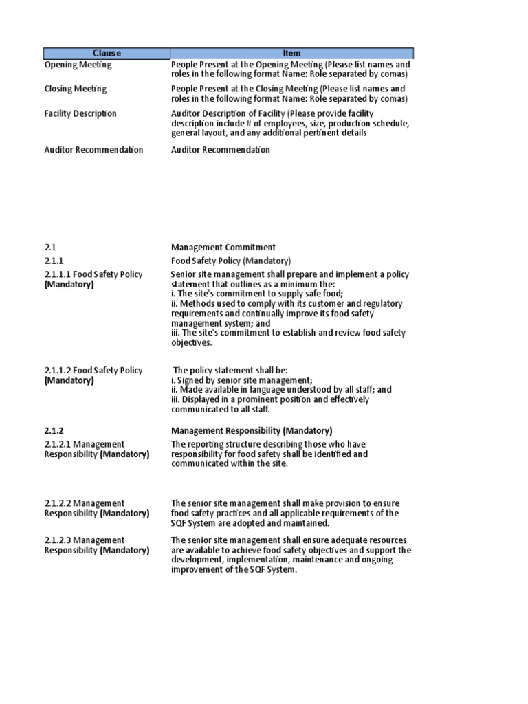 SQF Management Review and Crisis Plan | PDF | Food Safety ...