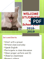 Welcome Students! To School Year
