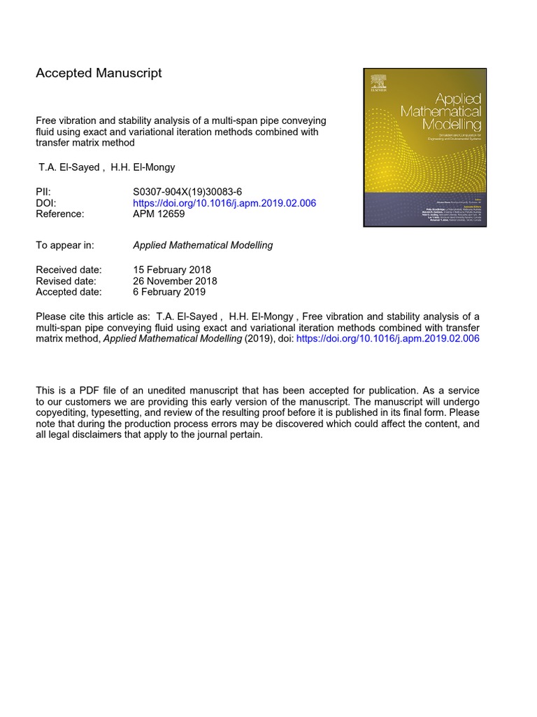 Multi-Span Pipe Vibration Analysis | PDF | Fluid Dynamics | Calculus Of ...