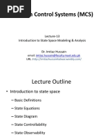 Modern Control Systems (MCS) : Lecture-13 Introduction To State Space Modeling & Analysis