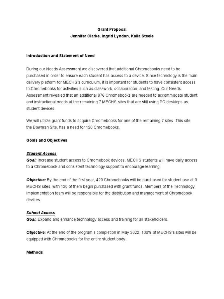 Grant Proposal | PDF | Chromebook | Educational Technology