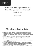 Off-Balance Banking Activities and Risk Management For Financial Institutions